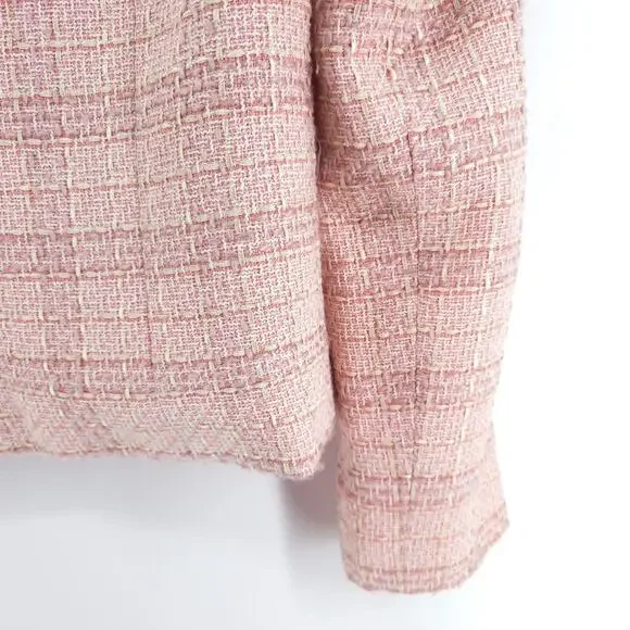 Jaclyn Smith 6 Vintage 90s Twee Quiet Luxury Coquette Tweed Fringe Short Blazer - Picture 12 of 16